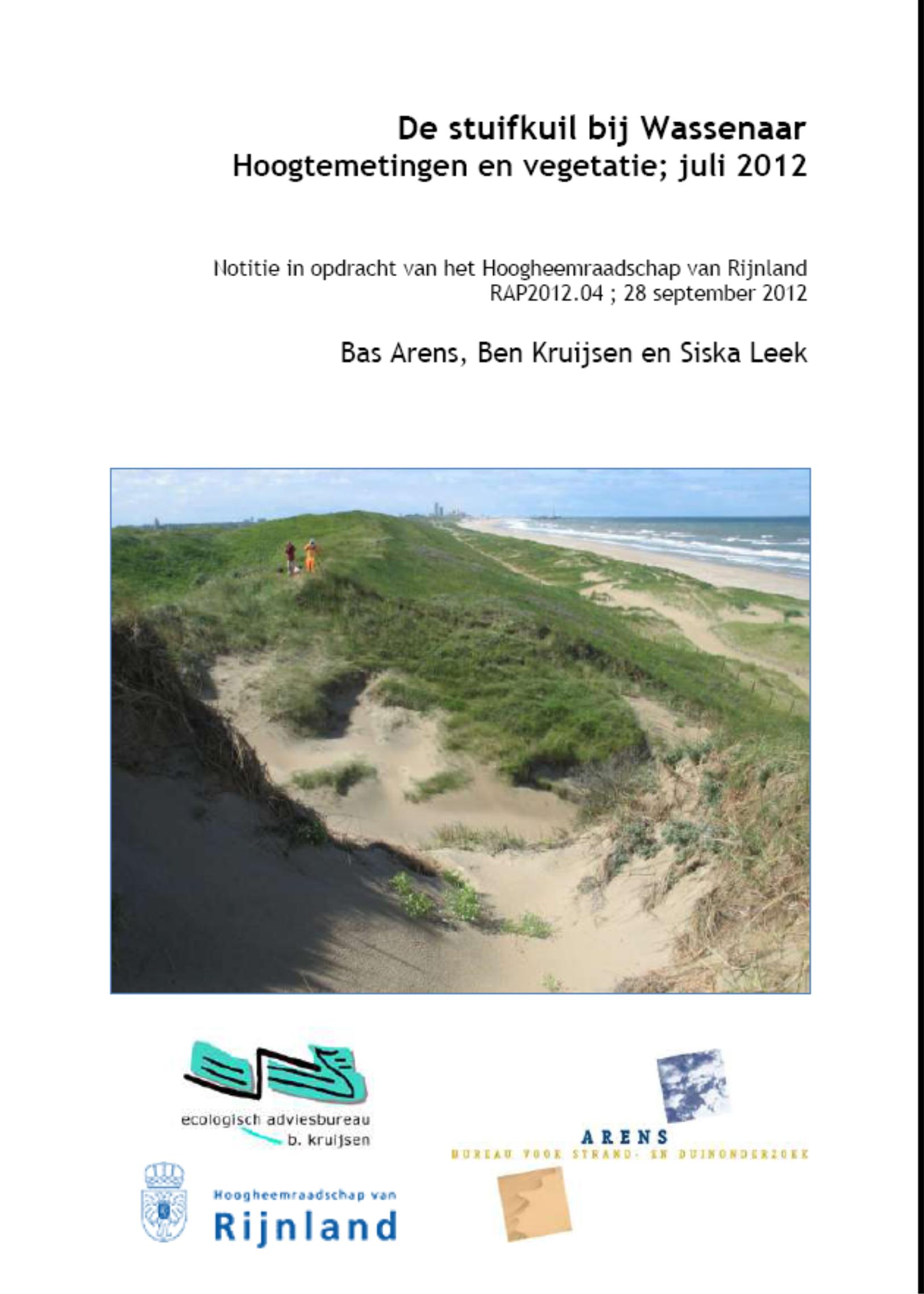 8a. De stuifkuil bij Wassenaar
Hoogtemetingen en vegetatie; juli 2012